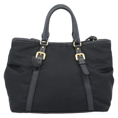 PRADA Hand Bag Nylon 2way Black Gold Auth 187512V - 0