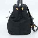PRADA Hand Bag Nylon 2way Black Gold Auth 187512V-3