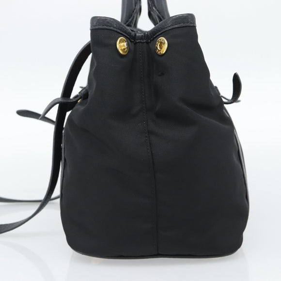 PRADA Hand Bag Nylon 2way Black Gold Auth 187512V