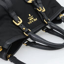 PRADA Hand Bag Nylon 2way Black Gold Auth 187512V-6