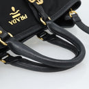 PRADA Hand Bag Nylon 2way Black Gold Auth 187512V-7