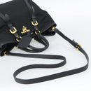 PRADA Hand Bag Nylon 2way Black Gold Auth 187512V-9