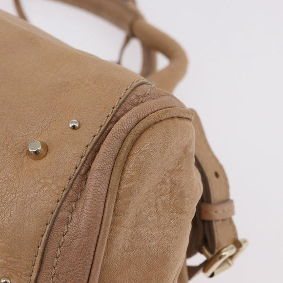 Chloe Paddington Hand Bag Leather Beige Gold Silver Auth 187513V