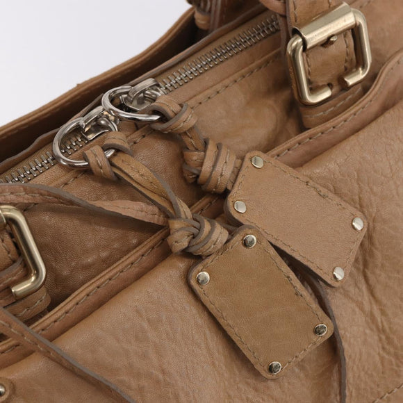 Chloe Paddington Hand Bag Leather Beige Gold Silver Auth 187513V