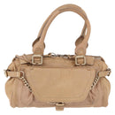 Chloe Paddington Hand Bag Leather Beige Gold Silver Auth 187513V-13