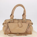 Chloe Paddington Hand Bag Leather Beige Gold Silver Auth 187513V-12