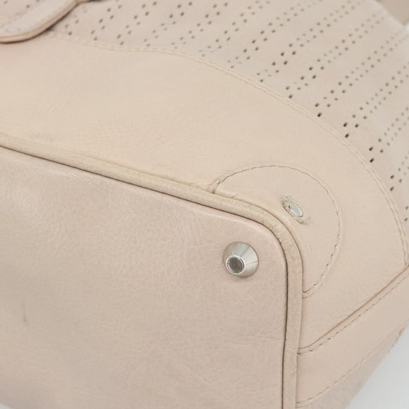 Chloe Kerala Hand Bag Leather Beige Silver Auth 187518V