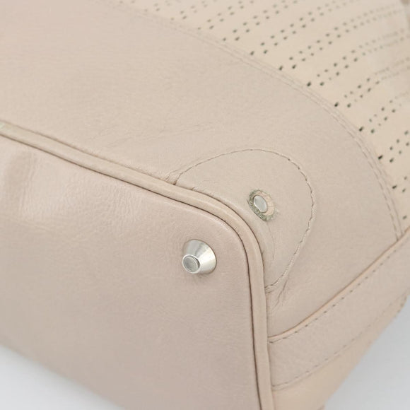 Chloe Kerala Hand Bag Leather Beige Silver Auth 187518V
