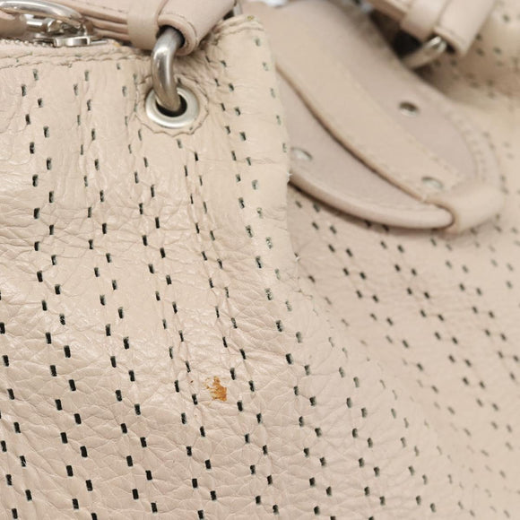 Chloe Kerala Hand Bag Leather Beige Silver Auth 187518V