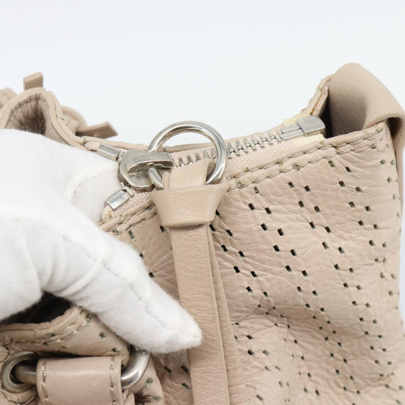 Chloe Kerala Hand Bag Leather Beige Silver Auth 187518V