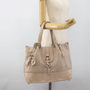 Chloe Kerala Hand Bag Leather Beige Silver Auth 187518V-24