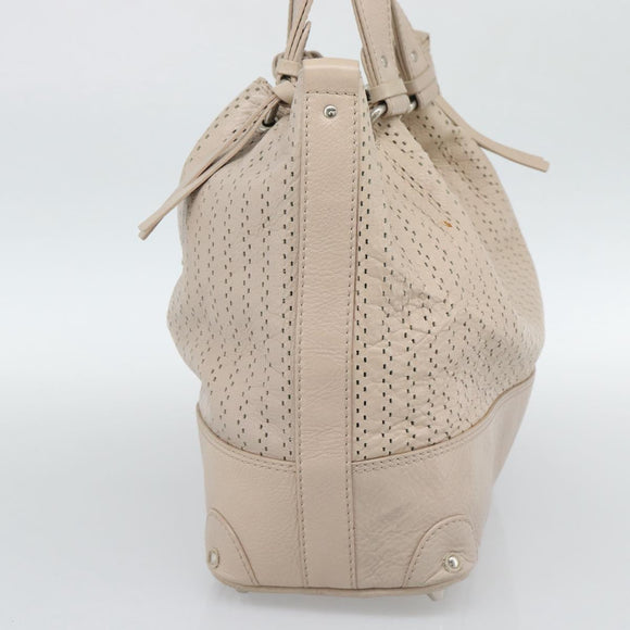 Chloe Kerala Hand Bag Leather Beige Silver Auth 187518V