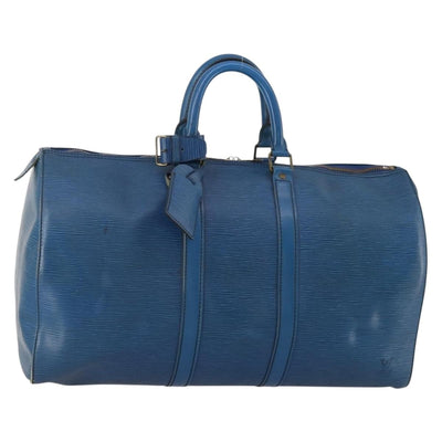 LOUIS VUITTON Epi Keepall 45 Boston Bag Blue M42975 LV Auth 187531