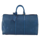 LOUIS VUITTON Epi Keepall 45 Boston Bag Blue M42975 LV Auth 187531-13
