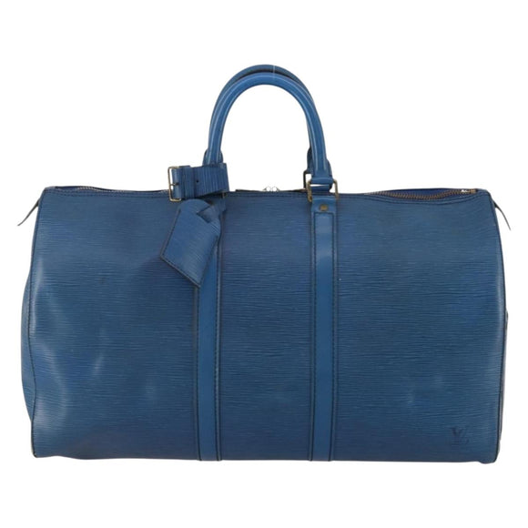 LOUIS VUITTON Epi Keepall 45 Boston Bag Blue M42975 LV Auth 187531