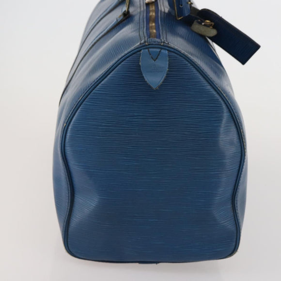 LOUIS VUITTON Epi Keepall 45 Boston Bag Blue M42975 LV Auth 187531