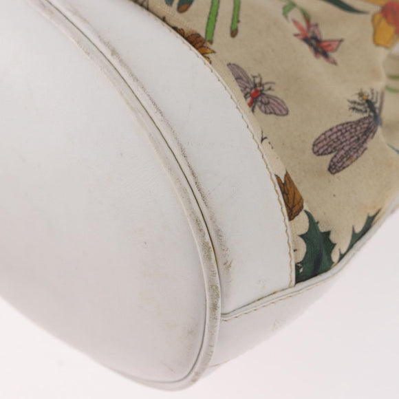 GUCCI Shoulder Bag Canvas Flora Beige Gold 007 14 0071 Auth 187532