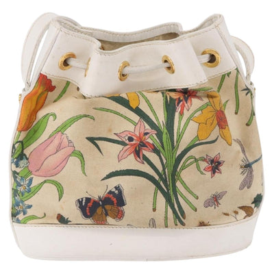 GUCCI Shoulder Bag Canvas Flora Beige Gold 007 14 0071 Auth 187532 - 0