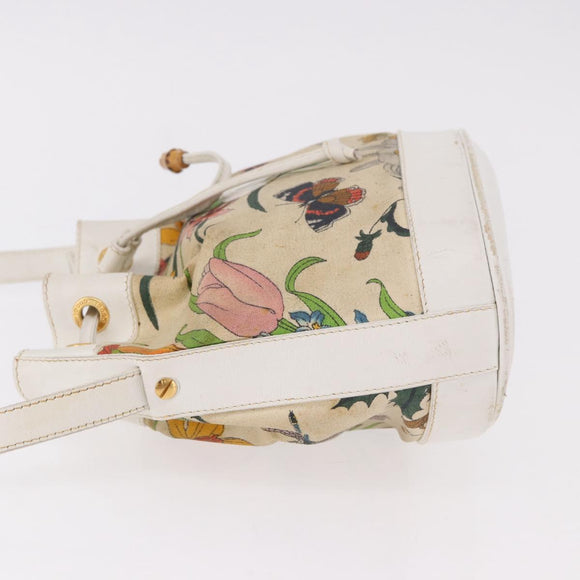 GUCCI Shoulder Bag Canvas Flora Beige Gold 007 14 0071 Auth 187532