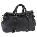 Miu Miu Hand Bag Leather Black Gold Auth 187540-1