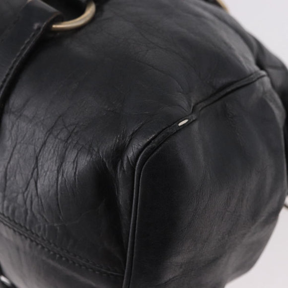 Miu Miu Hand Bag Leather Black Gold Auth 187540