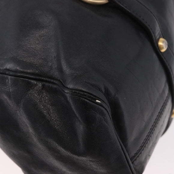 Miu Miu Hand Bag Leather Black Gold Auth 187540