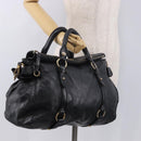 Miu Miu Hand Bag Leather Black Gold Auth 187540-24