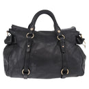Miu Miu Hand Bag Leather Black Gold Auth 187540-3