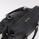 Miu Miu Hand Bag Leather Black Gold Auth 187540-6