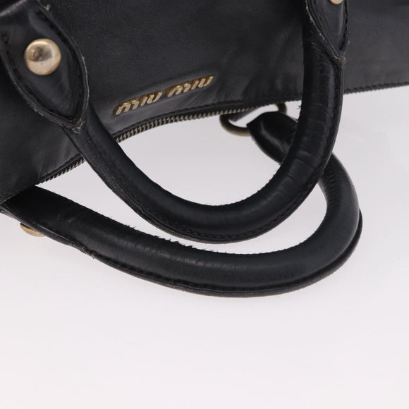 Miu Miu Hand Bag Leather Black Gold Auth 187540