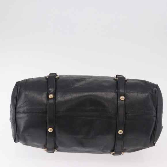 Miu Miu Hand Bag Leather Black Gold Auth 187540