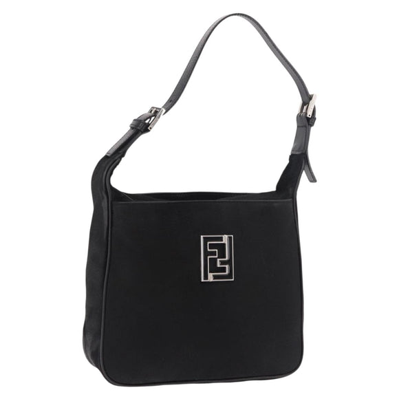 FENDI Shoulder Bag Harako leather Black Silver Auth 187543V