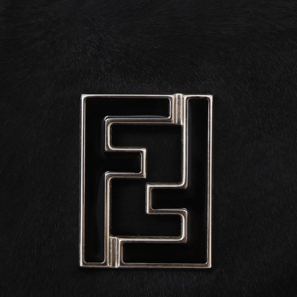 FENDI Shoulder Bag Harako leather Black Silver Auth 187543V