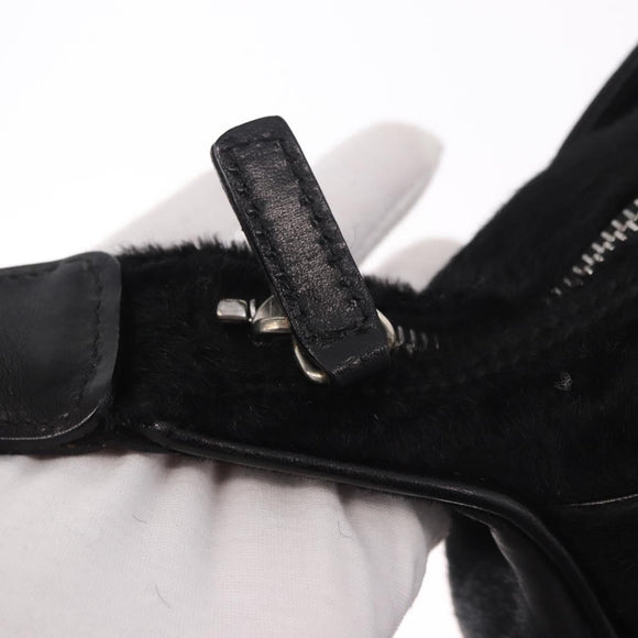 FENDI Shoulder Bag Harako leather Black Silver Auth 187543V