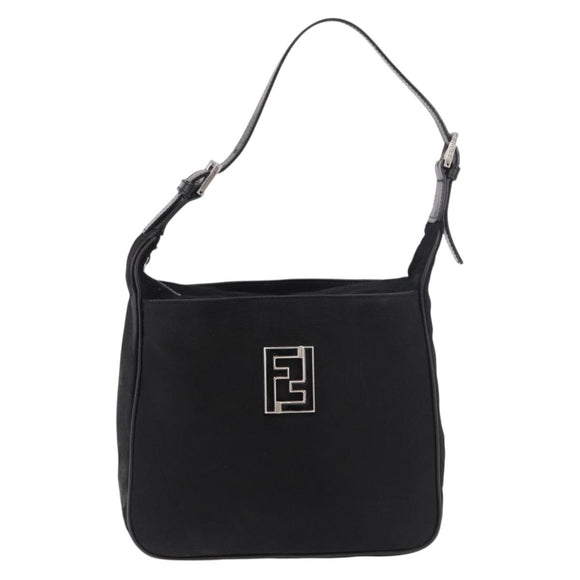 FENDI Shoulder Bag Harako leather Black Silver Auth 187543V