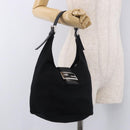 FENDI Mamma Baguette GM Shoulder Bag Cotton jersey Black Silver Auth 187545-24