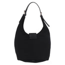FENDI Mamma Baguette GM Shoulder Bag Cotton jersey Black Silver Auth 187545-2