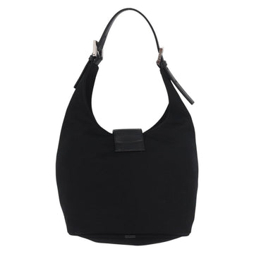 FENDI Mamma Baguette GM Shoulder Bag Cotton jersey Black Silver Auth 187545 - 0