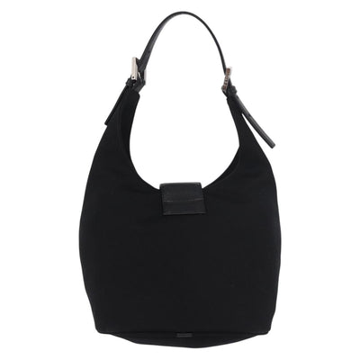 FENDI Mamma Baguette GM Shoulder Bag Cotton jersey Black Silver Auth 187545 - 0