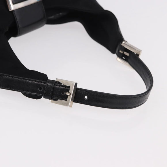 FENDI Mamma Baguette GM Shoulder Bag Cotton jersey Black Silver Auth 187545