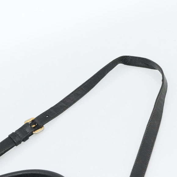 PRADA Hand Bag Leather 2way Black Gold Auth 187551