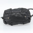 PRADA Hand Bag Leather 2way Black Gold Auth 187551-5