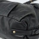 PRADA Hand Bag Leather 2way Black Gold Auth 187551-18