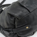 PRADA Hand Bag Leather 2way Black Gold Auth 187551-19