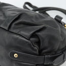PRADA Hand Bag Leather 2way Black Gold Auth 187551-20