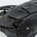 PRADA Hand Bag Leather 2way Black Gold Auth 187551-21