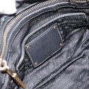 PRADA Hand Bag Leather 2way Black Gold Auth 187551-25
