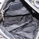 PRADA Hand Bag Leather 2way Black Gold Auth 187551-10