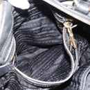 PRADA Hand Bag Leather 2way Black Gold Auth 187551-29