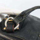 PRADA Hand Bag Leather 2way Black Gold Auth 187551-7